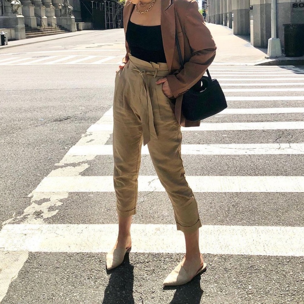 Lucy and Wang Tan Trouser Pants
Paper bag style